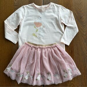 Target Australia Spring Easter Girls Outfit Bunny Top and Tulle Skirt Pink Gold